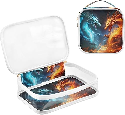 Miniatura 3 de Red Blue Flame Dragon Clear Toiletry Bag for Traveling,2 Pack Makeup Cosmetic Bag with Zipper,Travel Bag for Toiletries,Travel Essentials 21214350
