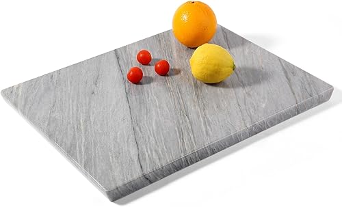 Miniatura 25 de Koville Tabla de cortar de mármol para cocina, tabla grande de quesos de losa de mármol de 16 x 12 pulgadas, tabla de servir rectangular para