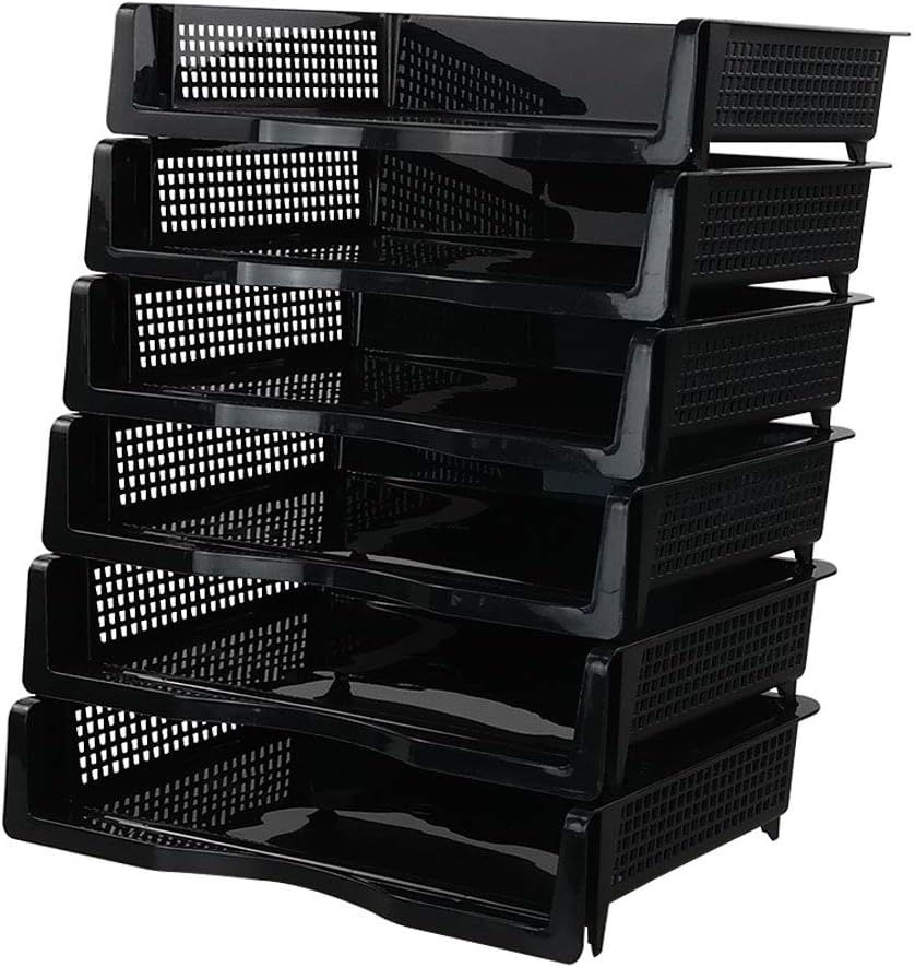 5 Star Black A4 Plastic Letter File Trays, Including Risers. (3 Trays/2 ...