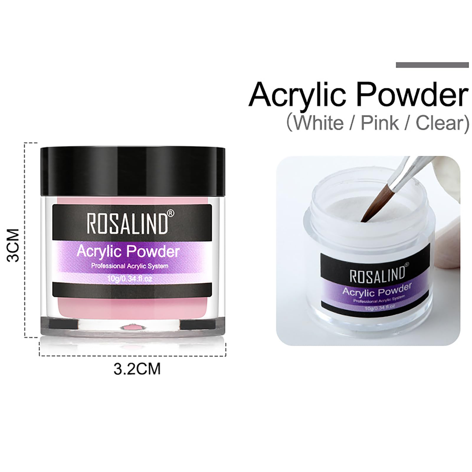 Set di Polveri Acriliche per Unghie, Kit polvere per unghie acrilica per principianti, con kit di polvere acrilica rosa trasparente a 3 colori #6