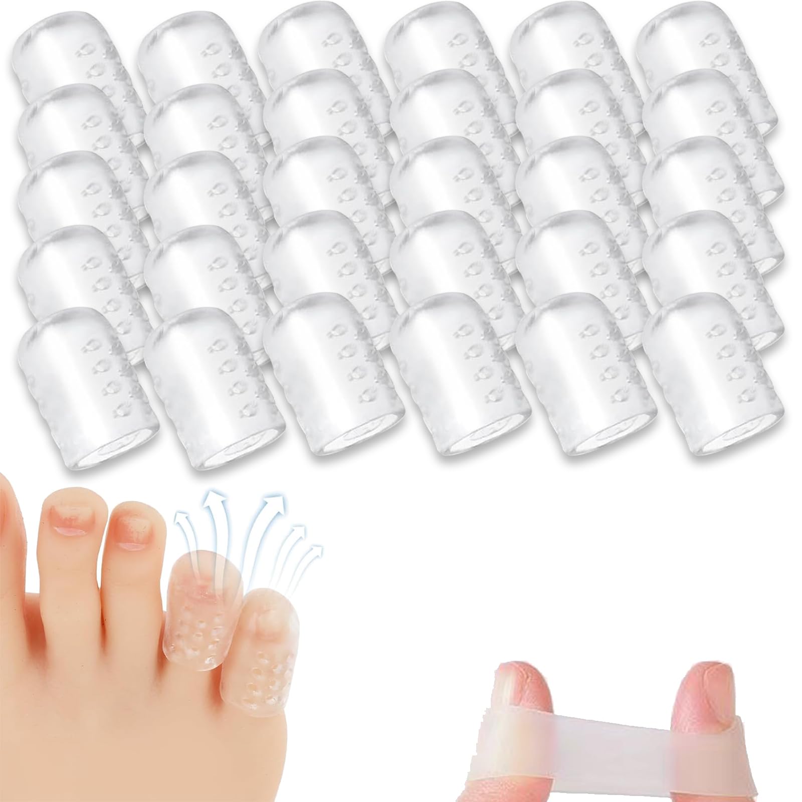 Photo 1 of Silicone Anti-Friction Toe Protector, Silicone Toe Protectors, Gel Toe Protectors, Breathable Little Toe Covers, Blisters, Calluses, and Corns Protection (30PC)