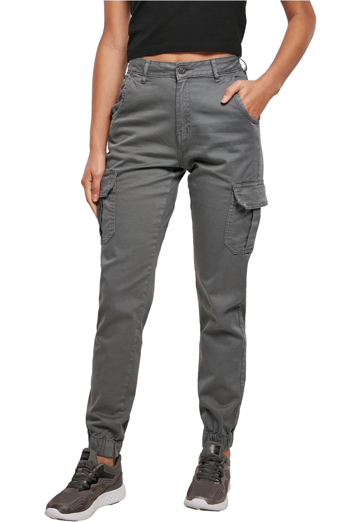 Urban Classics Women's Lightshadow Combat Cargo Trousers For Cargo Joggers Trousers For Stretch Casual High-Waist Cargo Trousers, Combat Casual Trousers, Colour: Size: 28