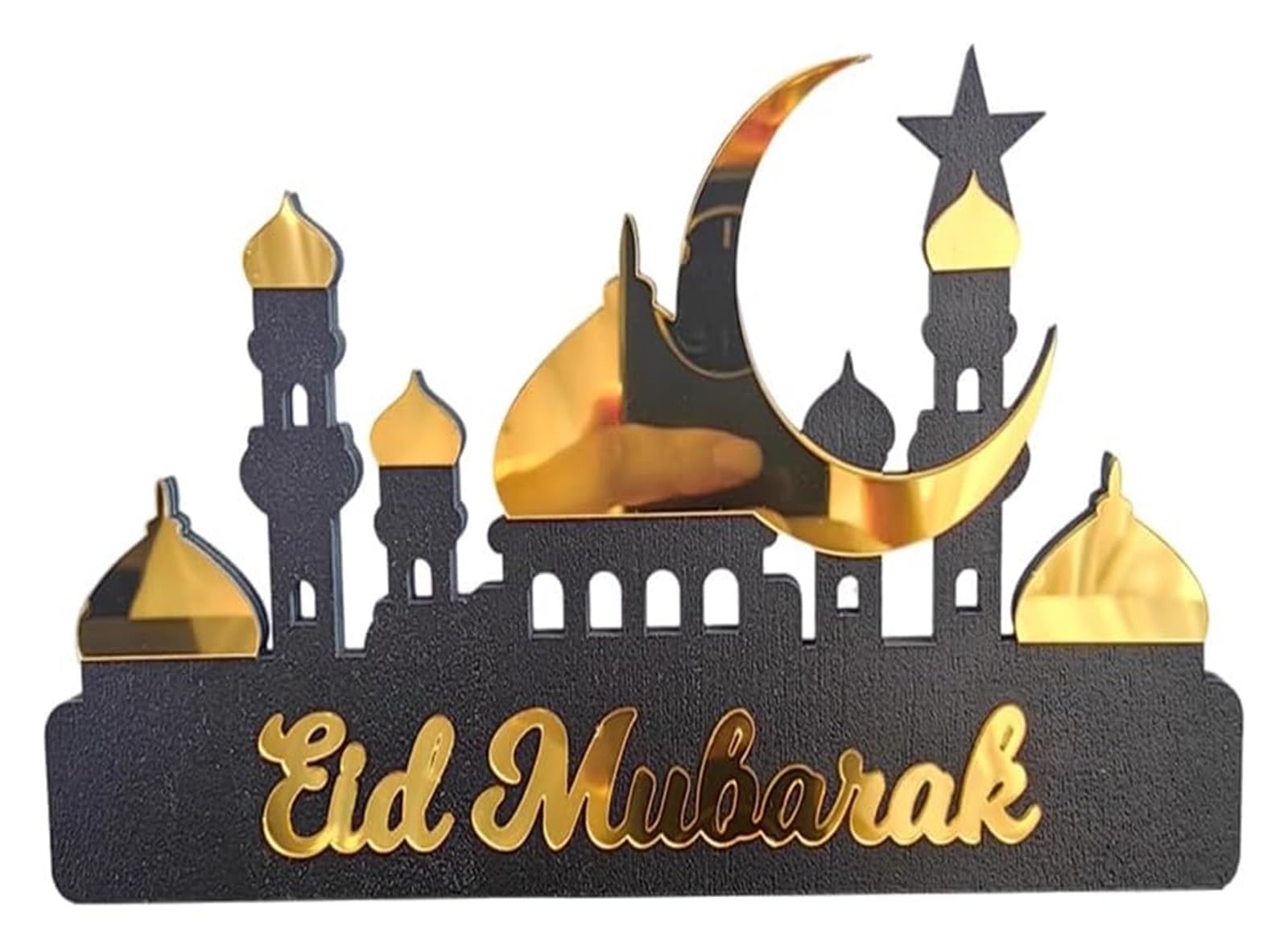 Ptrecniok Ramadan Decorations For Home Table， Ramadan Kareem Table Decoration Wooden Acrylic Eid Mubarak(Golden B,S)