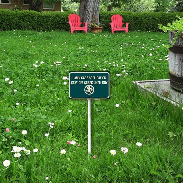 Miniatura 6 de Letrero de 8 x 12 pulgadas para el cuidado del césped, con estaca, de aluminio resistente, para jardín, exterior, decoración del hogar