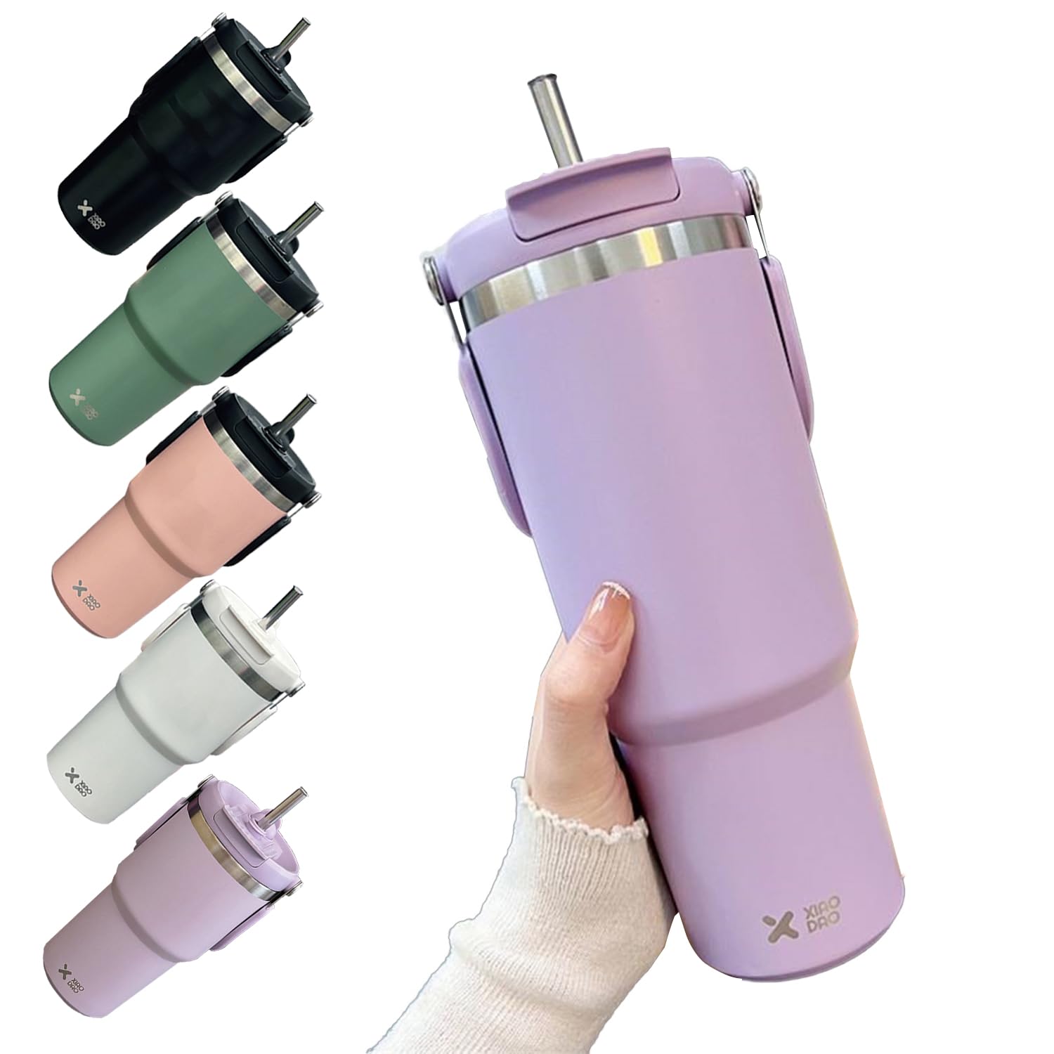 OFF-WHITE クロスアローロゴ水筒　ロングストラップ付き Amazon | KONARO タンブラー 600ml/900ml 大容量 水筒 ストロー付き