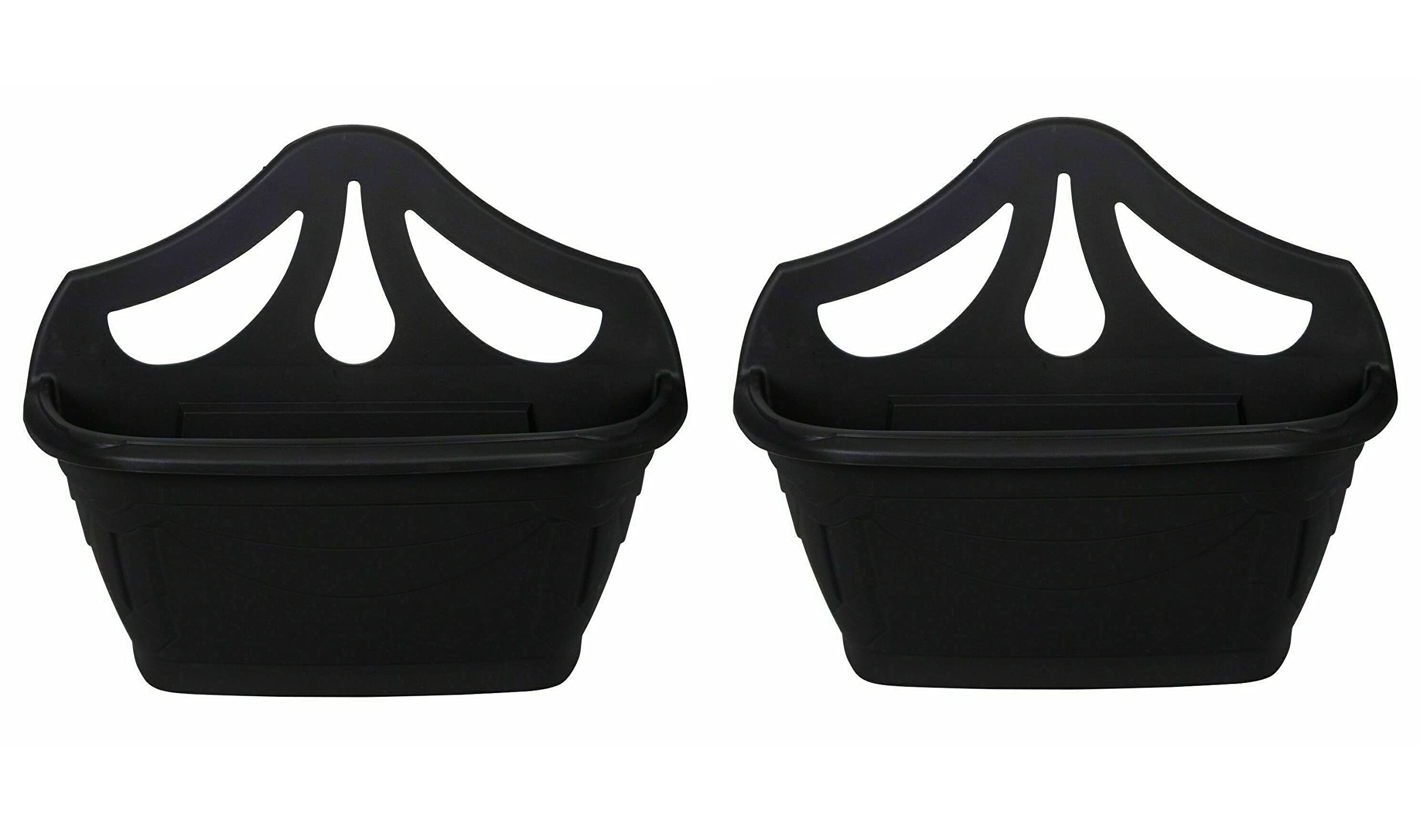 Fence Wall Planter Plant Flower Basket Pot Container Venetian Garden Box Plastic UK (Wall Planter 31 cm Black, 2)