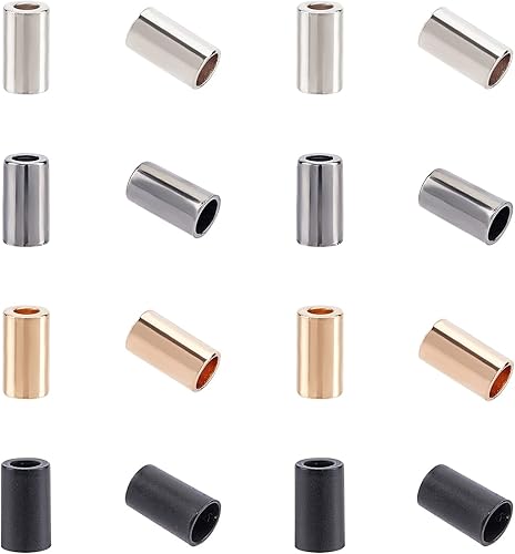 PandaHall - 96 piezas de 4 colores de aleación de bloqueo de extremo de cuerda de metal con cordón de cuerda de cierre de columna para cordón de