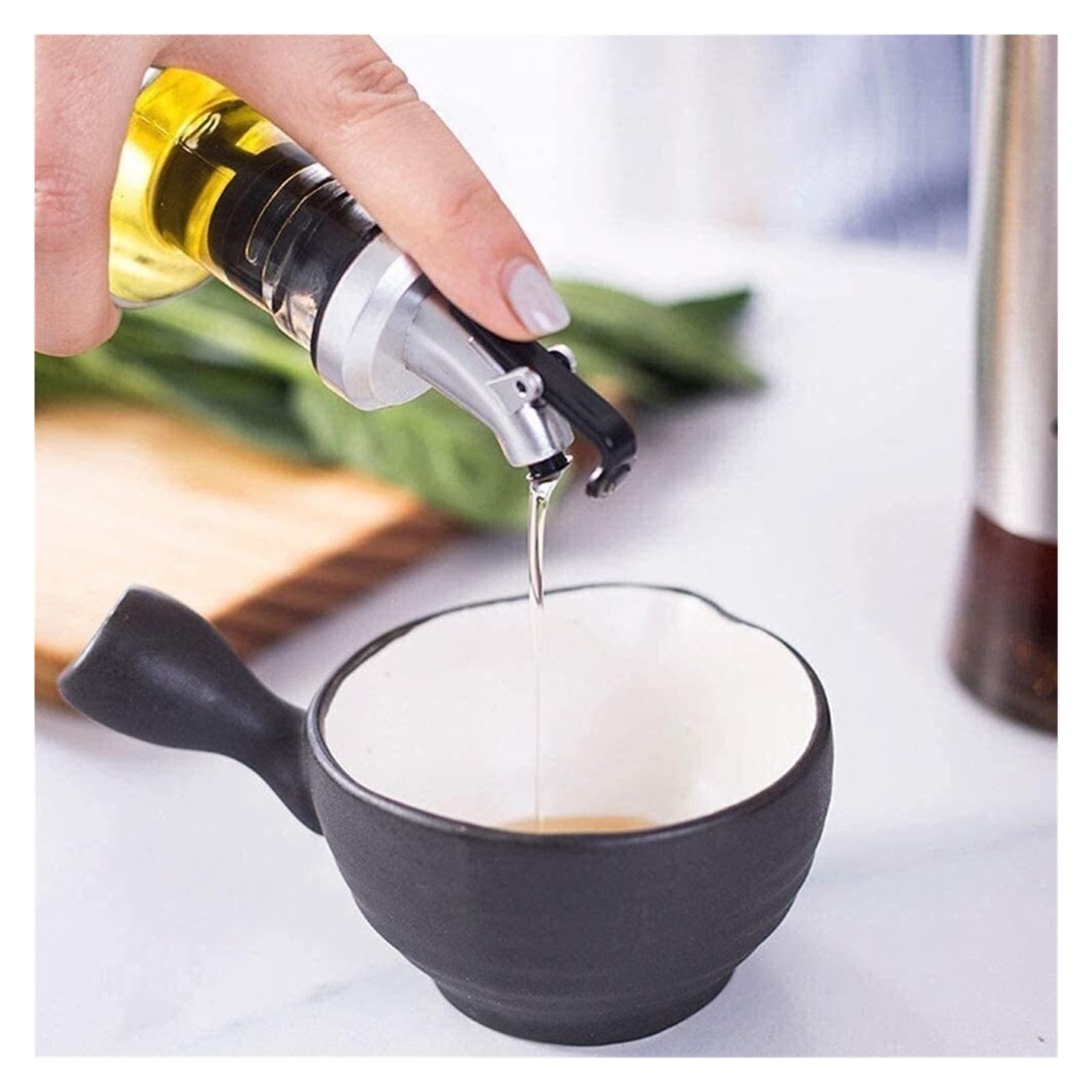 Dispenser per Olio e aceto, dosatore per Olio in Vetro per Uso Alimentare in Acciaio Inossidabile a Prova di perdite, dosatore per Olio (300 ml x 3) Bottiglie(