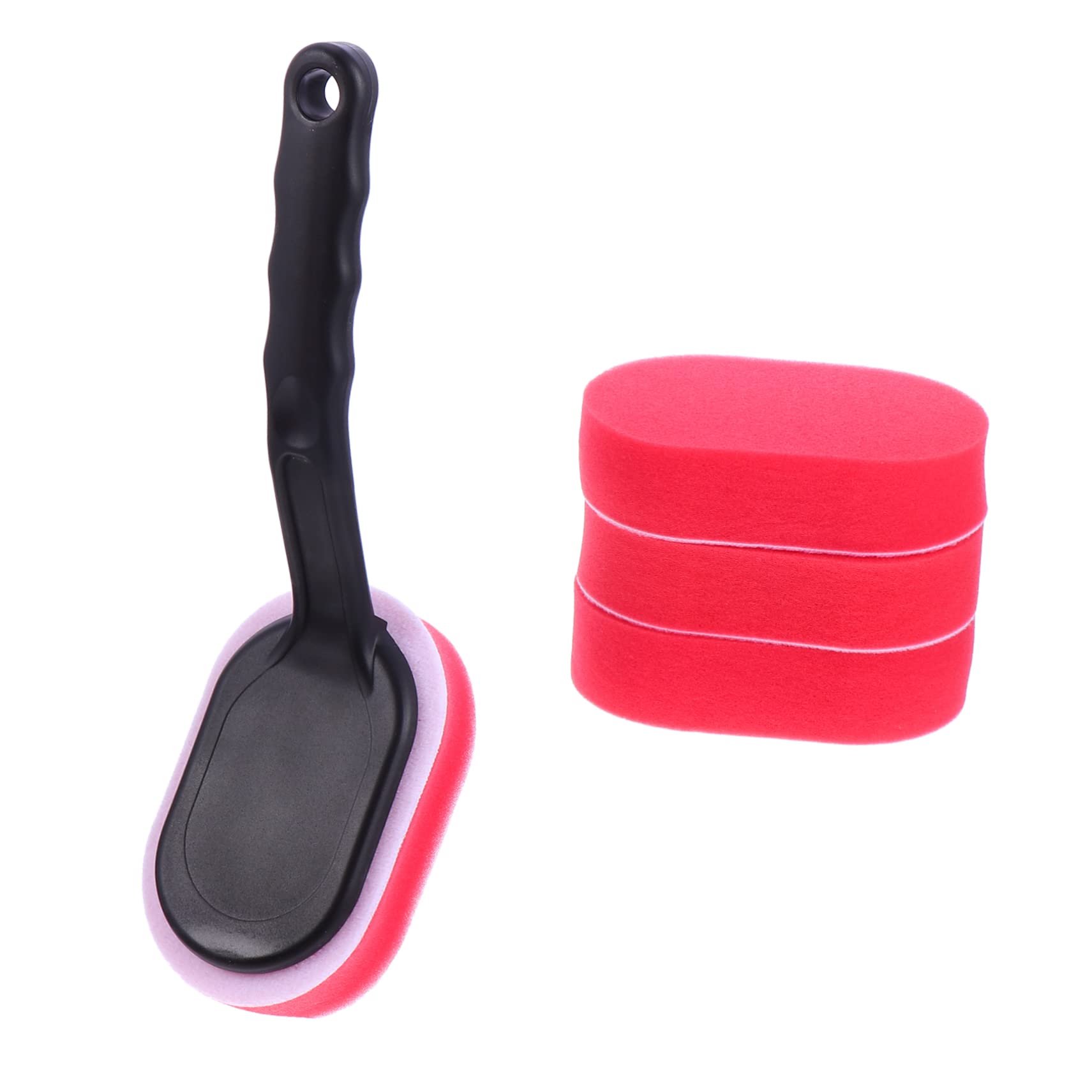 Alipis 5pcs Set Car Tire Waxing Applicator Kit with Replaceable Brush Heads Easy to Use Wax Tool for Seat Cleaning and Automotive Interior Polishing