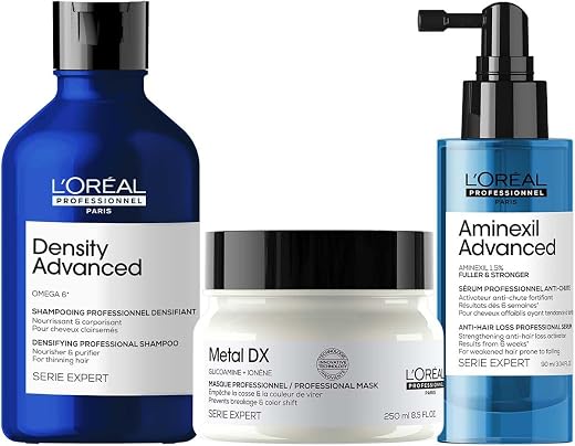 L'Oréal Professionnel Paris Density Advanced Shampoo, Metal DX Mask & Aminexil Advanced For Brittle Hair And For Hairloss,...