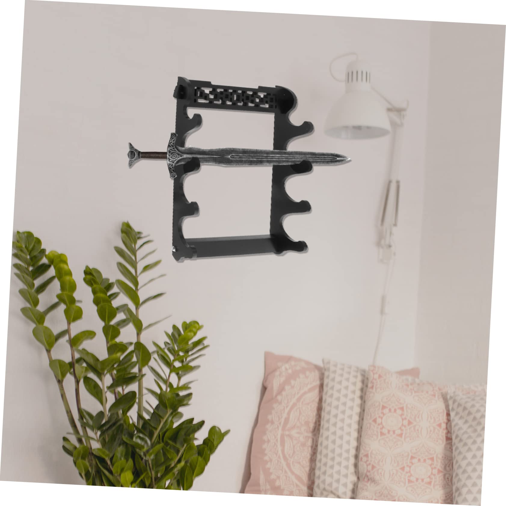 Soporte para Espada de Pared Multicapas de Madera Negro para Coleccionistas