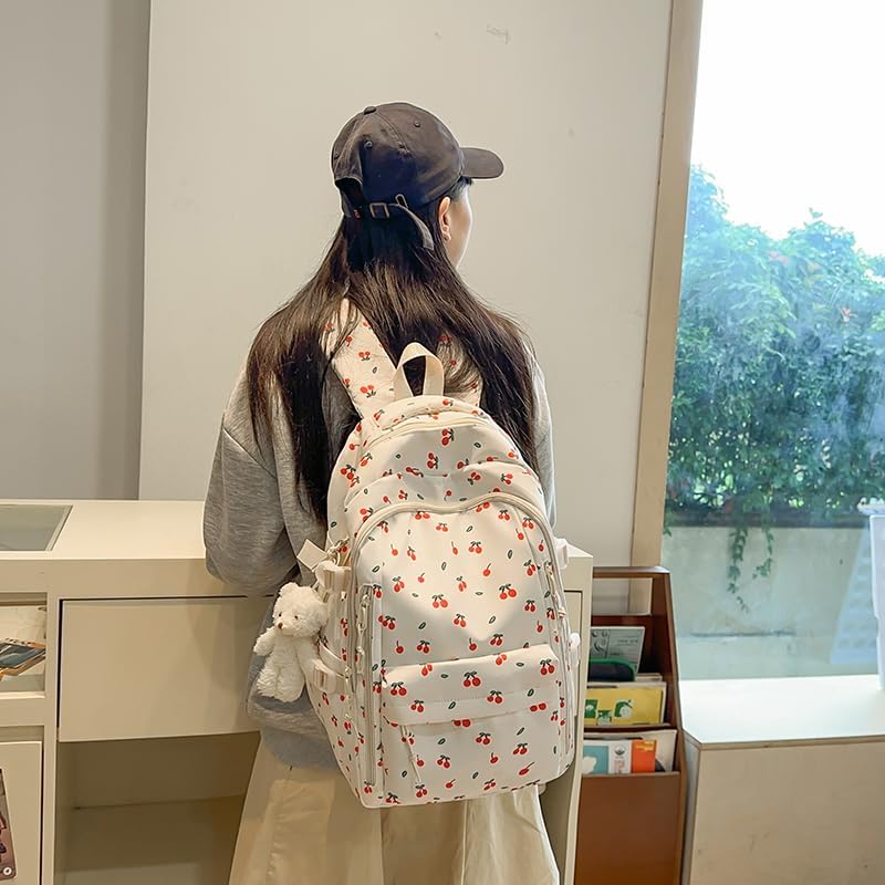 Cherry Backpack For Girls,Nylon Coquette Backpacks,Cute Kawaii Backpack With cherry Pattern (Cherry)4