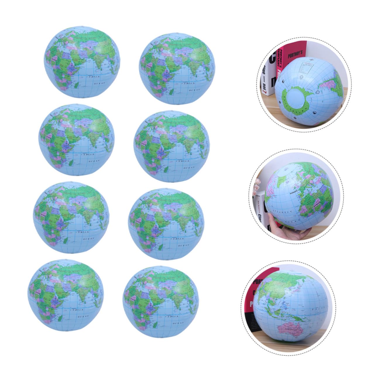Didiseaon Palloni Gonfiabili da Spiaggia Leggeri e Galleggianti a Forma di Globo Set 8 in Pvc e Decorazioni per Feste Estive per Piscina