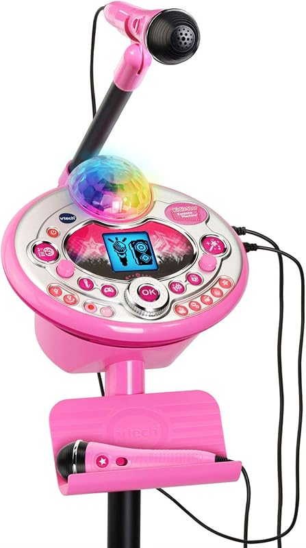 Máquina de karaoke Kidi Star Deluxe, 2 micrófonos con adaptador de CA, rosa