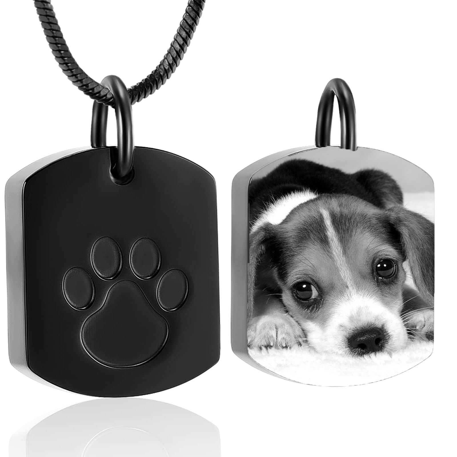 Personalized Ash Necklace for Pet - Custom Photo Text Flag Ashes Necklace Double-Sided Dogs Cats Urn Pendant for Ashes Cremation Memorial Keepsake Gift (Customize Image)