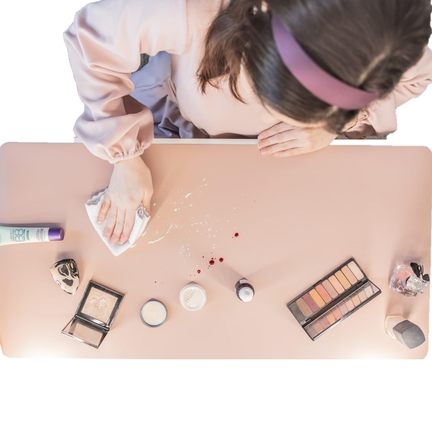 Makeup Mat for Vanity Top Protector, Cover Work Table Waterproof, Oilproof Dustproof Smooth and Soft, Pinkfrom NemoHome (Pink, 23.6" x11.8)