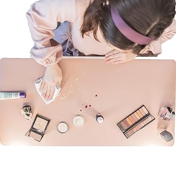 Makeup Mat for Vanity Top Protector, Cover Work Table Waterproof, Oilproof Dustproof Smooth and Soft, Pink 23.6