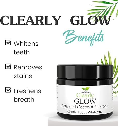 Miniatura 2 de Clearly Glow - Polvo de carbón de coco activado para blanquear los dientes puro natural grado alimenticio sin OMG blanquea los dientes naturalmente