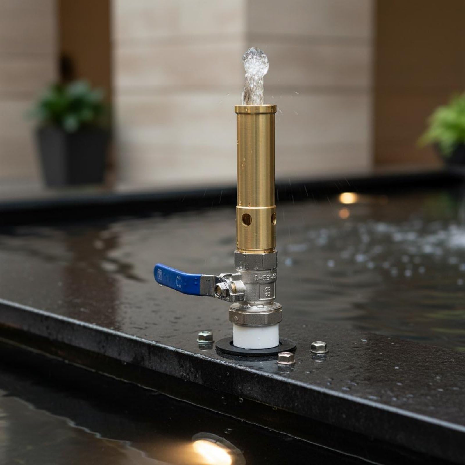 predolo Boquilla de Fuente de Latón Compatible con Luz LED Boquilla de Fuente de Burbujas Efecto Burbujeante para Paisajistas, Estanque, Paisajismo Acuático, Válvula PE Copr 1IN