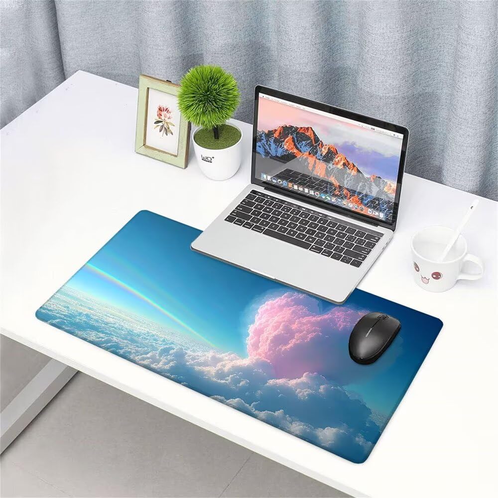 Alfombrilla de Mouse para Juegos, Blu, XXL, Antideslizante, Impermeable, Diseño de Sogno, Extendido, Grande, 1200x600x3mm, para PC, Laptop, Ufficio, Famiglia d-809