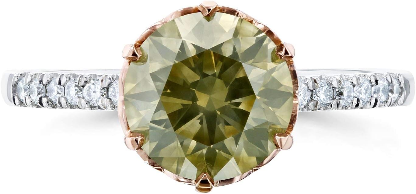 Mixed Fancy Champagne Brown and White Diamond Two Tone Ring 2 1/3ct CTW 18k Gold (Certified)