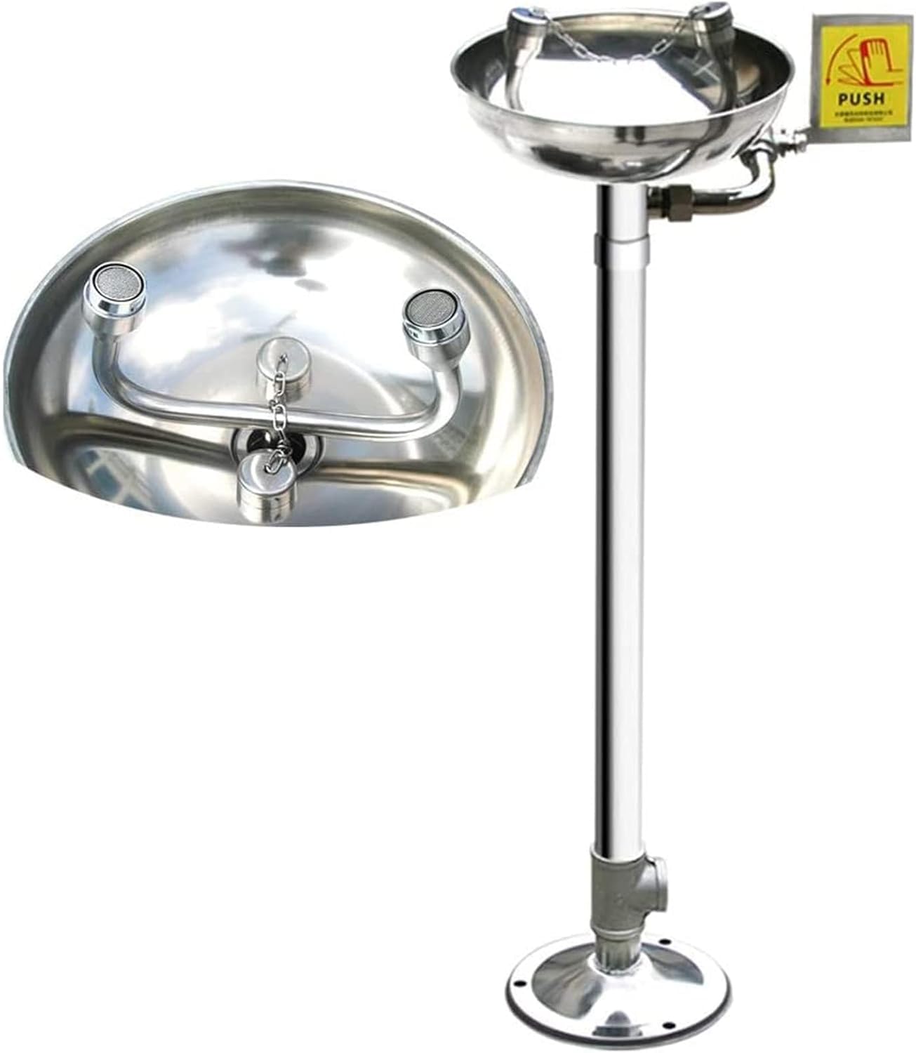 Ducha de emergencia de acero inoxidable y estación de lavado de ojos, unidad de lavado de ojos de emergencia de seguridad de laboratorio para aplicaciones de seguridad industrial, laboratorio, taller
