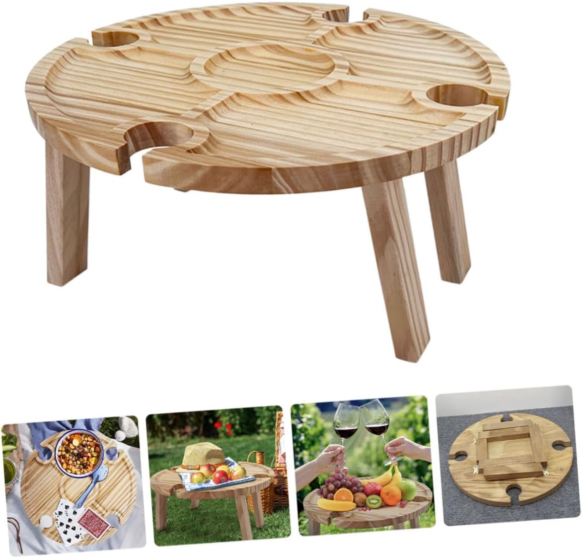 GALPADA Outdoor Folding Table Low Camping Picnic Table Chairs Portable Wine Stand