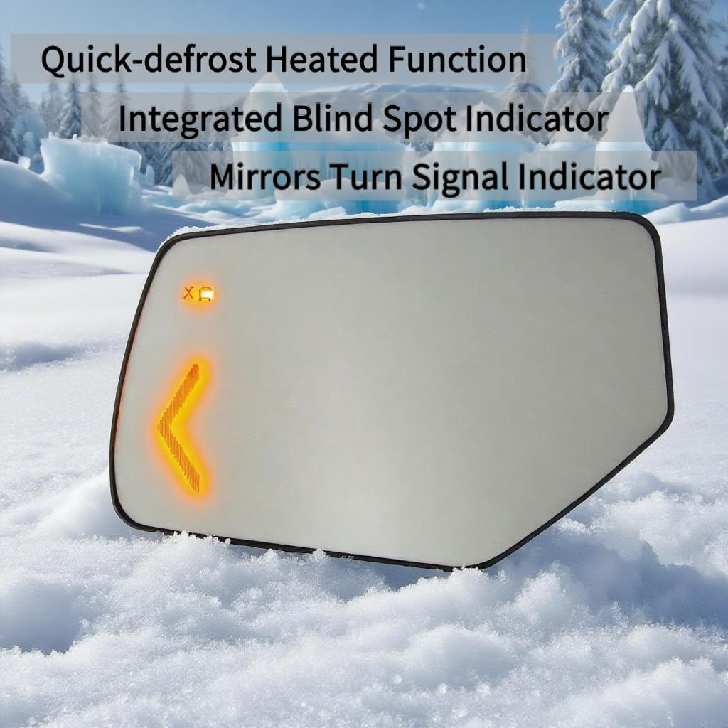 Compatible with 2015-2017 Cadillac Escalade Escalade ESV Chevrolet Suburban Tahoe GMC Yukon Yukon XL - Driver Side Mirror Glass - with Heated, BSD, Turn Signal