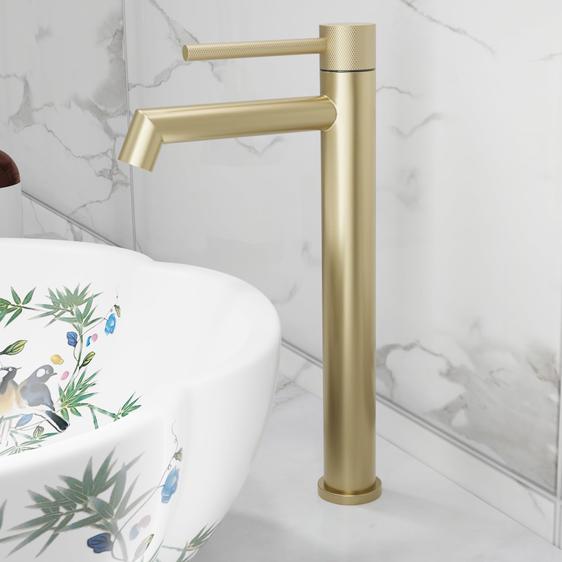 InArt® SS-304 Extra Tall Pillar Tap for Wash Basin | 12 Inch High Neck Table Top Tap with 3" Extended Thread | Long Basin Faucet Pillar Cock | 7 Years Warranty (Brushed Gold)-image-47