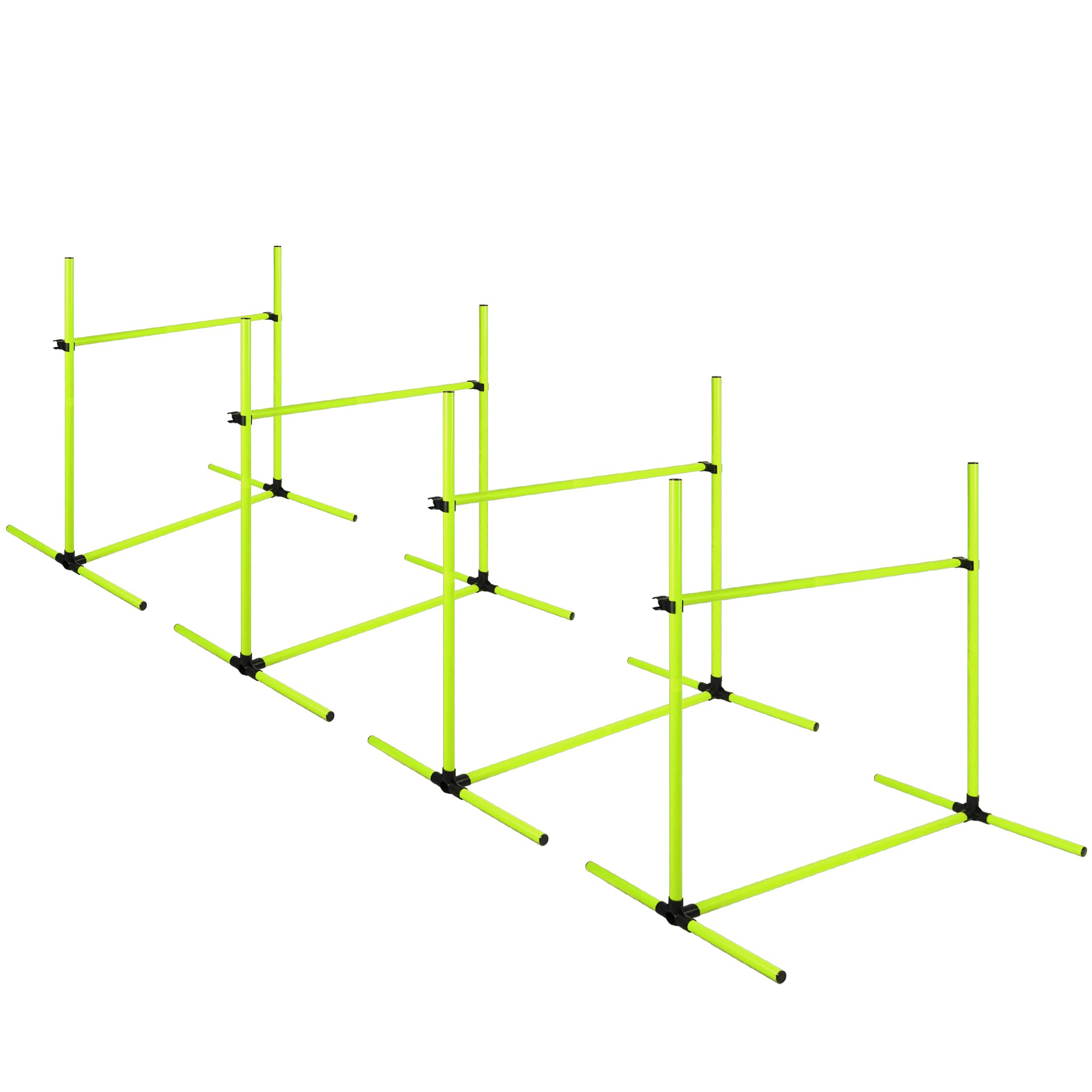 FIVMEN Juego de 4 barras de eslalom para perros, altura regulable, juego de obstáculos de plástico, con bolsa de transporte para entrenamiento de perros, color verde