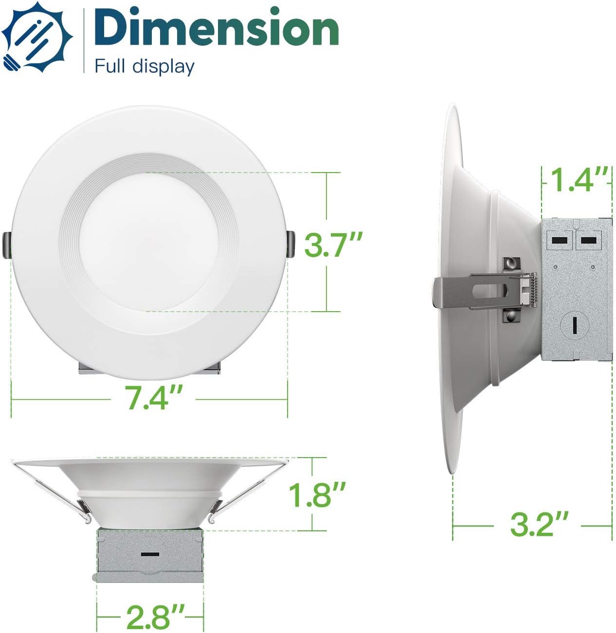 Crazy Deals FREELICHT 10 Pack 5/6 Inch Slim LED Downlight with Junction Box, 15W=110W, 1200 LM, Dimmable, 5000K Daylight Recessed Lighting, Simple Retrofit Installation - ETL