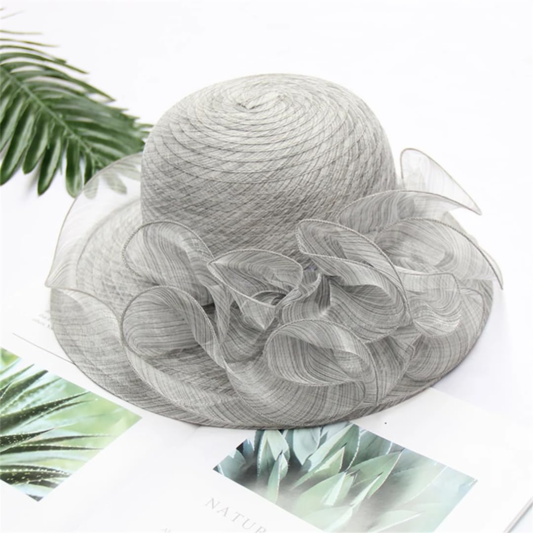 Yeuyyben Cappello da donna in organza per matrimonio estivo da chiesa cappello da donna Tea Party Bow Hat femminile