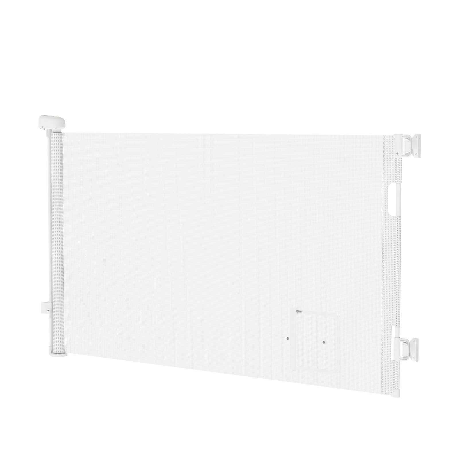 Barriera di sicurezza retrattile per neonati e cani Scala 86 cm di altezza, barriera di sicurezza per bambini Rilocabile e avvolgente, 86 x 150 cm (bianco) (B)