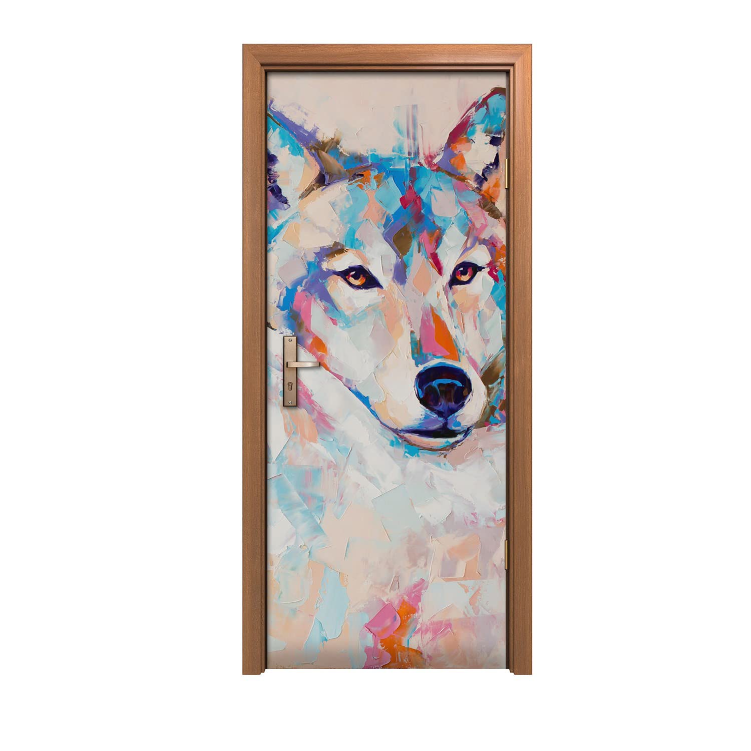 Autocollant de porte animaux loups deco interieure rapide sans peinture