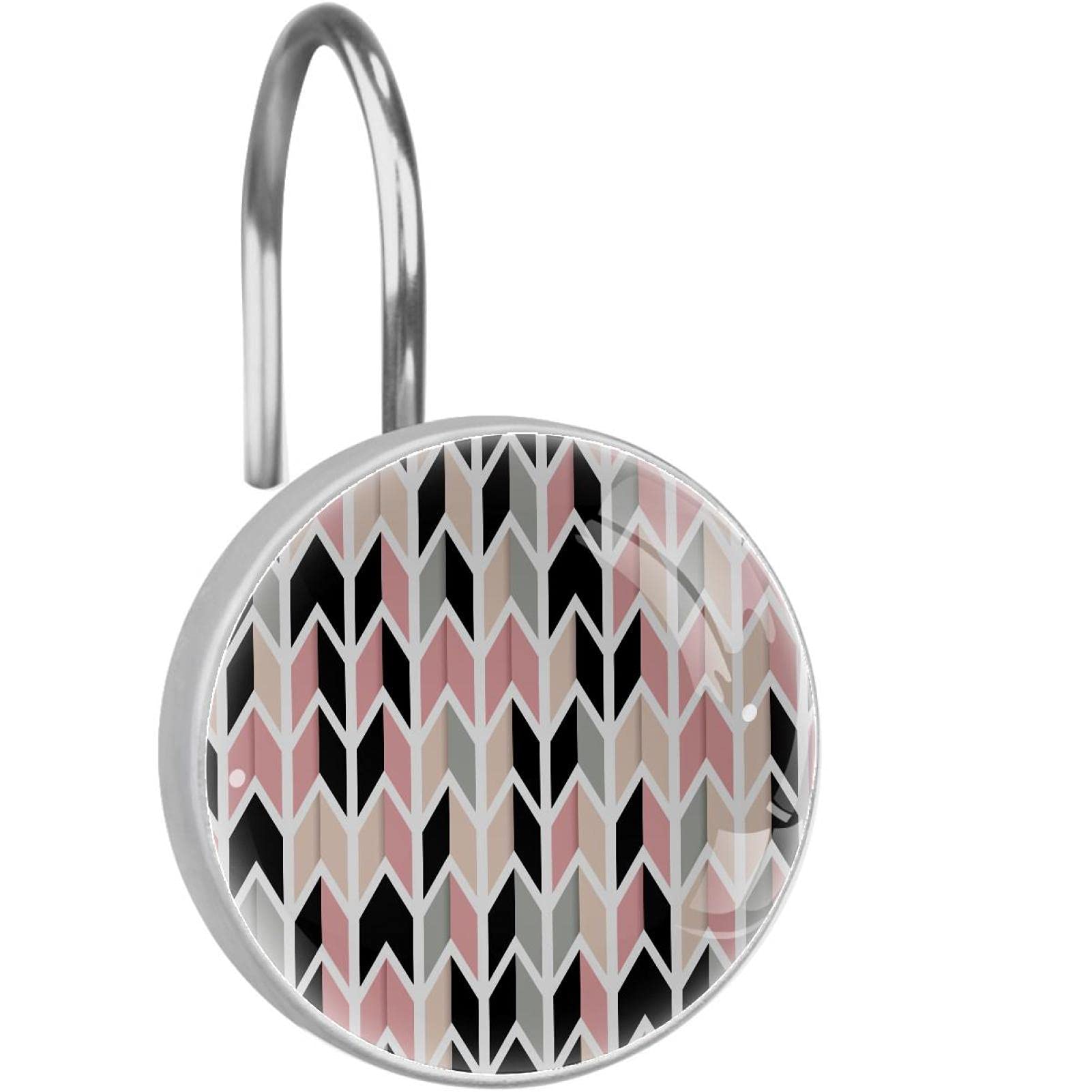 Crochets pour rideau de douche lot de 12 anneaux géométriques rose acier inoxydable