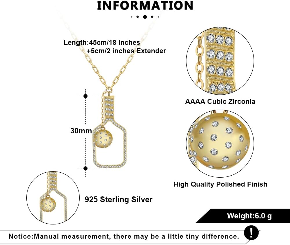 14K Gold Picklebelle The Volley Plus Crystals Charm Necklace in 925 Sterling Silver, Sterling Silver, Cubic Zirconia