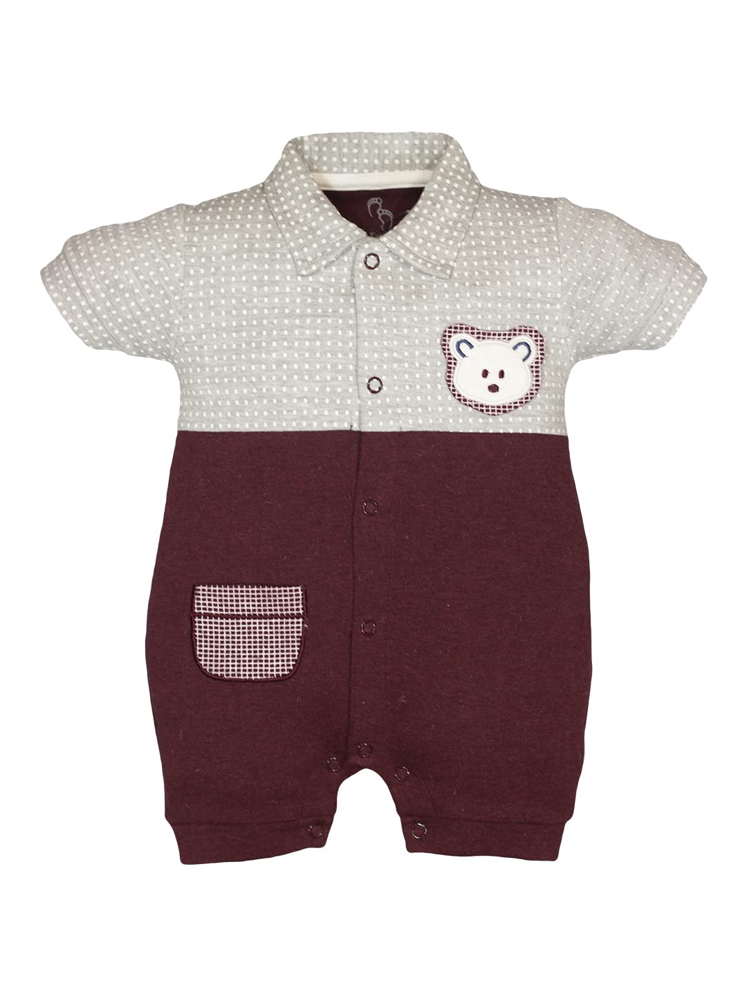BabyGo Half Sleeves Baby Romper| 100% Cotton Rompers for New Born Baby| Baby Dress | Onesies| 0-3M| MAROON| Infant Clothes-image-37