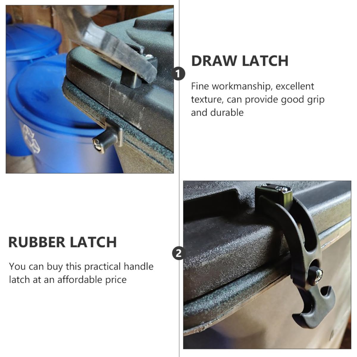2 Sets Rubber T-Handle Draw Latches with Flexible Shock-Absorbing Rubber Catch for Tool Boxes, Golf Carts, and Rvs, Heavy-Duty Hold-Down Metal Lock with Elastic Tension