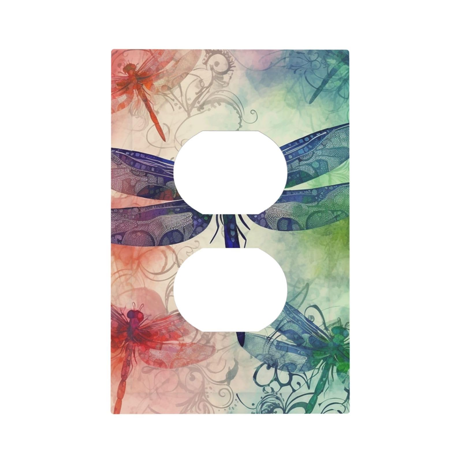 1-Gang Decorator Wall Plate Modern dragonfly Light Switch Cover Single Gang Receptacle Outlet Wall Plate Mid Size 5" x 3" Wallplate Unbreakable Polycarbonate Outlet Faceplates Covers