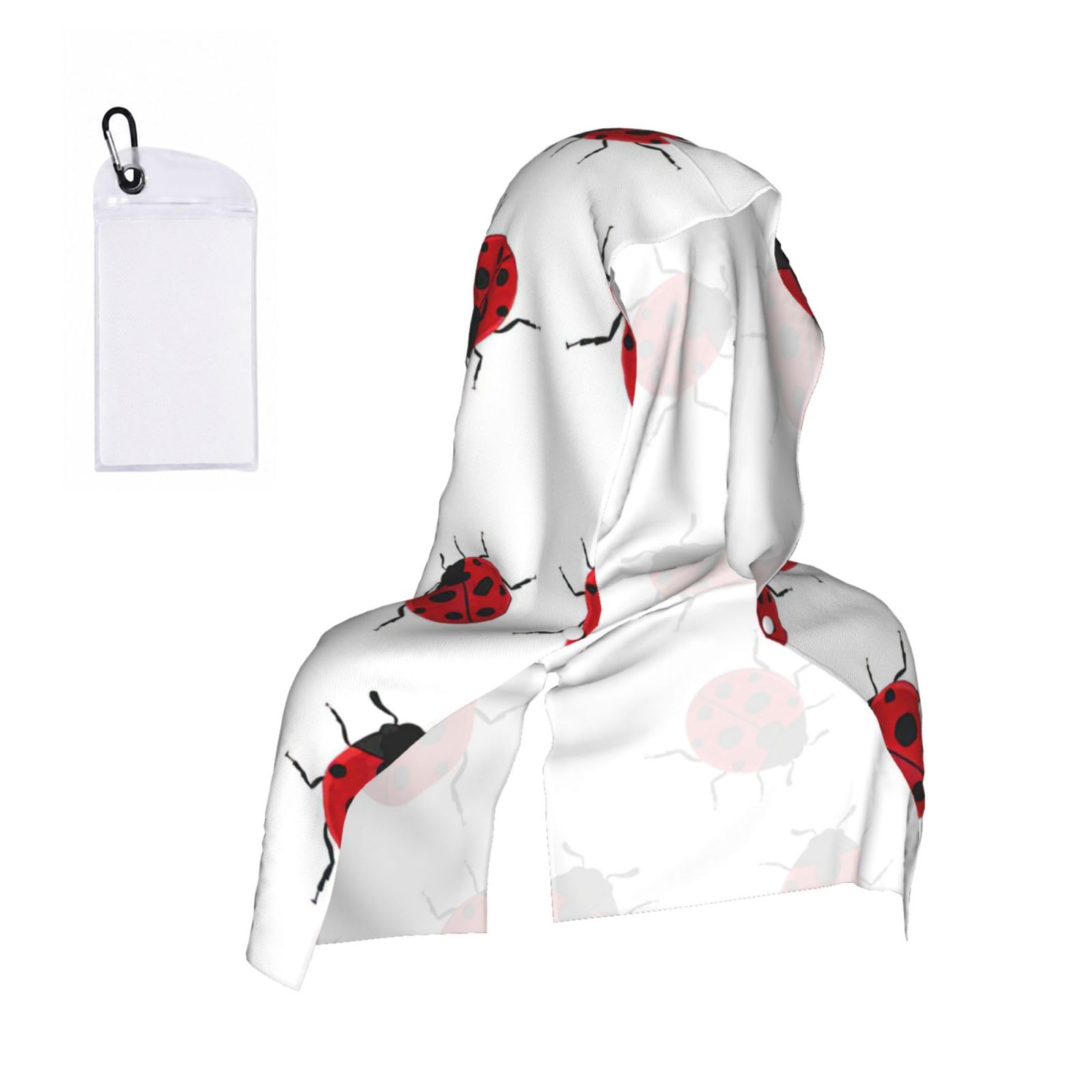 DUWAA Ladybug Print Cooling Hooded Sports Towel, 30×60cm Quick Drying Summer Cool Head Wrap For Neck And Face