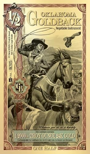 Oklahoma Goldback Collectible Art Note - 24K Gold-Layered Novelty Design (1/2 Denomination)