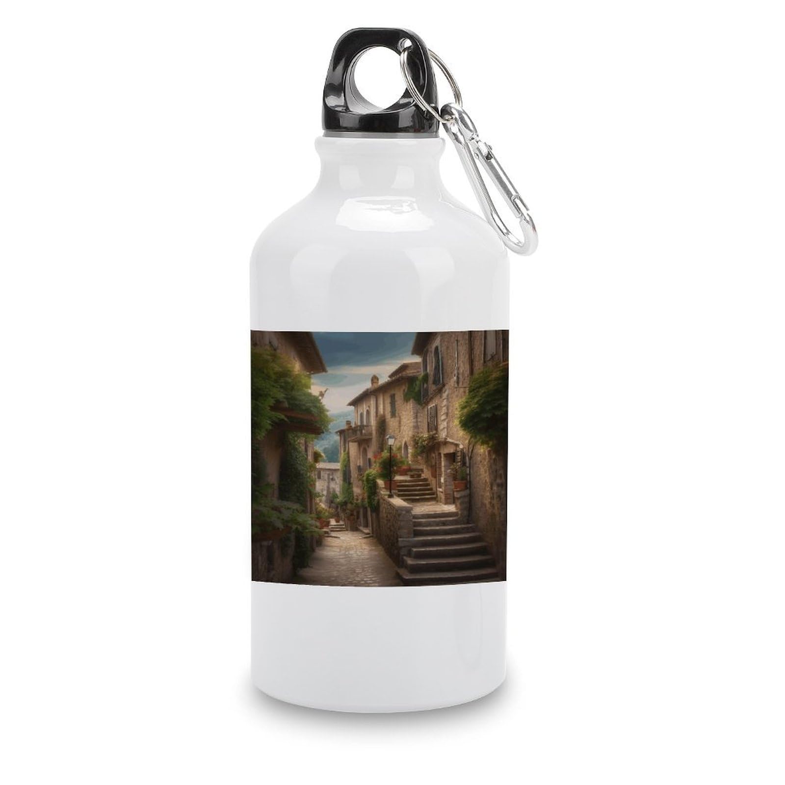 VstaDank Italy Tuscan Water Bottles Aluminum Sports Water Bottle with Lid&Hook Buckle Fashion Vacuum Insulated Water Bottles Hydration Flask Leak Proof Tumbler Keep Cold&Hot