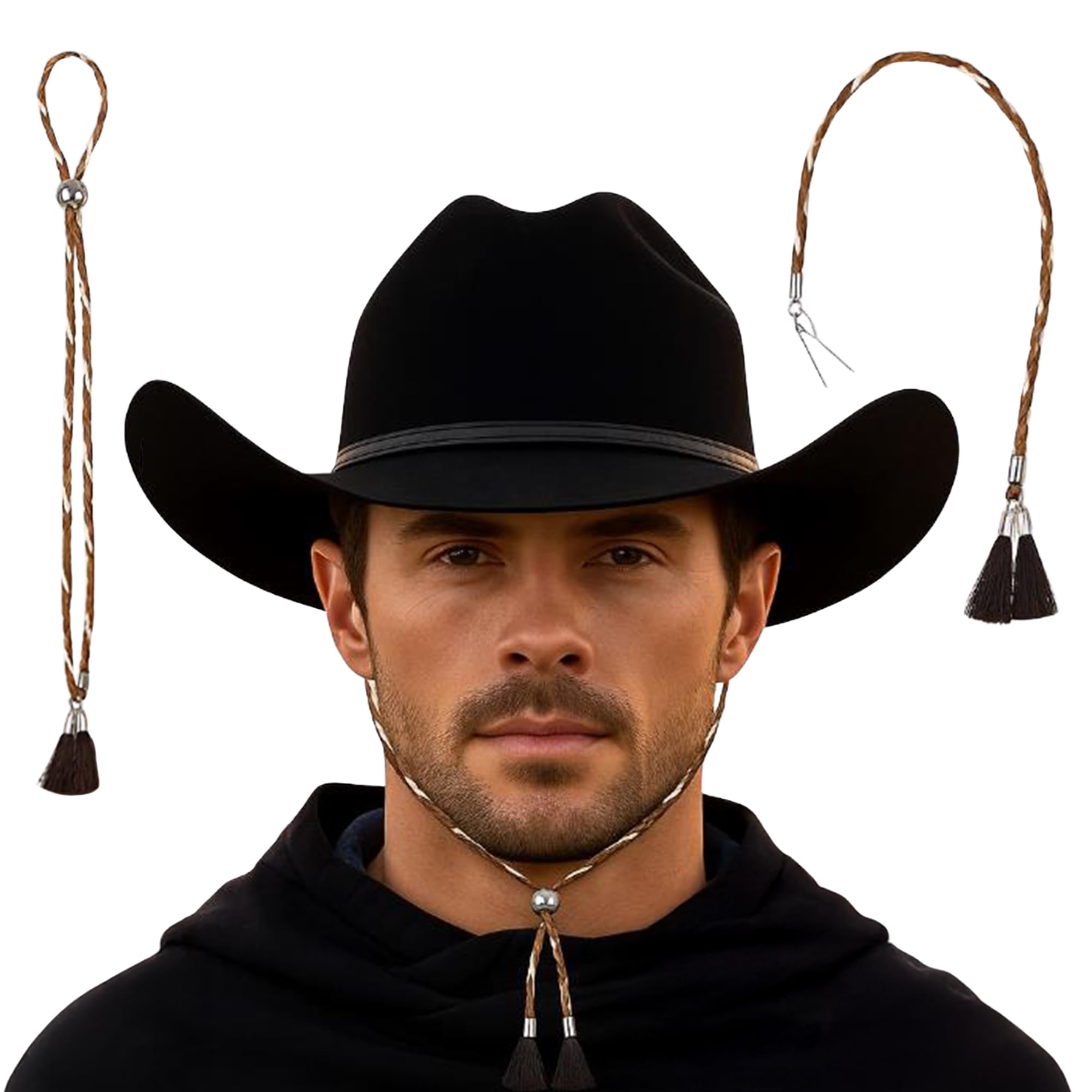 Gamboa Chin Strap for Hats - 100% Leather | Genuine Removable Chin Straps for Men and Women Made for Cowboy Style and Windy Days