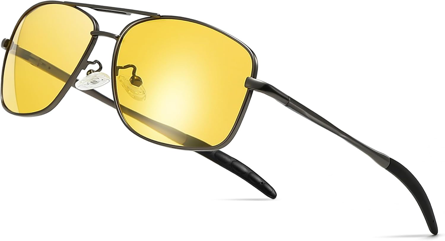 SUNGAIT Men's Polarized Square Aviator Sunglasses Durable Metal Frame for Fishing Driving Golf 100% UV Protection