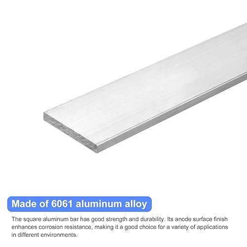 Miniatura 8 de uxcell Barra plana cuadrada de aluminio, 4pcs 14" espesor 1" ancho 12" longitud barra cuadrada de aluminio 6061 placa plana de aluminio, 0.236 x