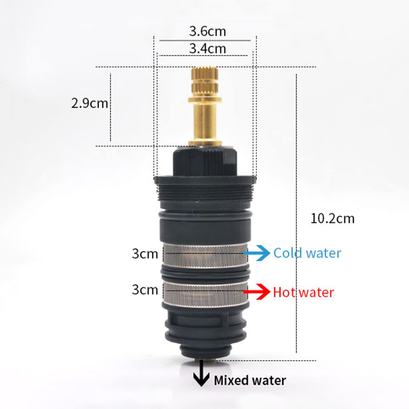 Valvola termostatica in ottone con nucleo in rame cartuccia per rubinetto da bagno, miscelatore per doccia, valvola di miscelazione per regolare la temperatura dell'acqua calda e fredda, elevata