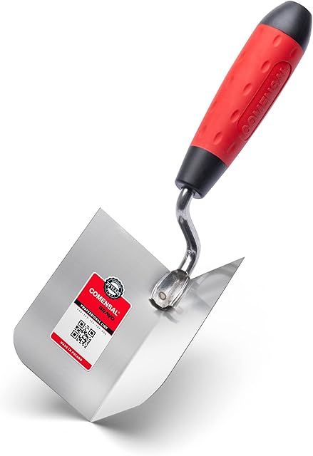 COMENSAL® Internal Corner Trowel - Inner Corner Trowel - Plastering Trowel - Stainless Steel Internal Corner Trowel - Non-Slip Soft Grip - Made in EU