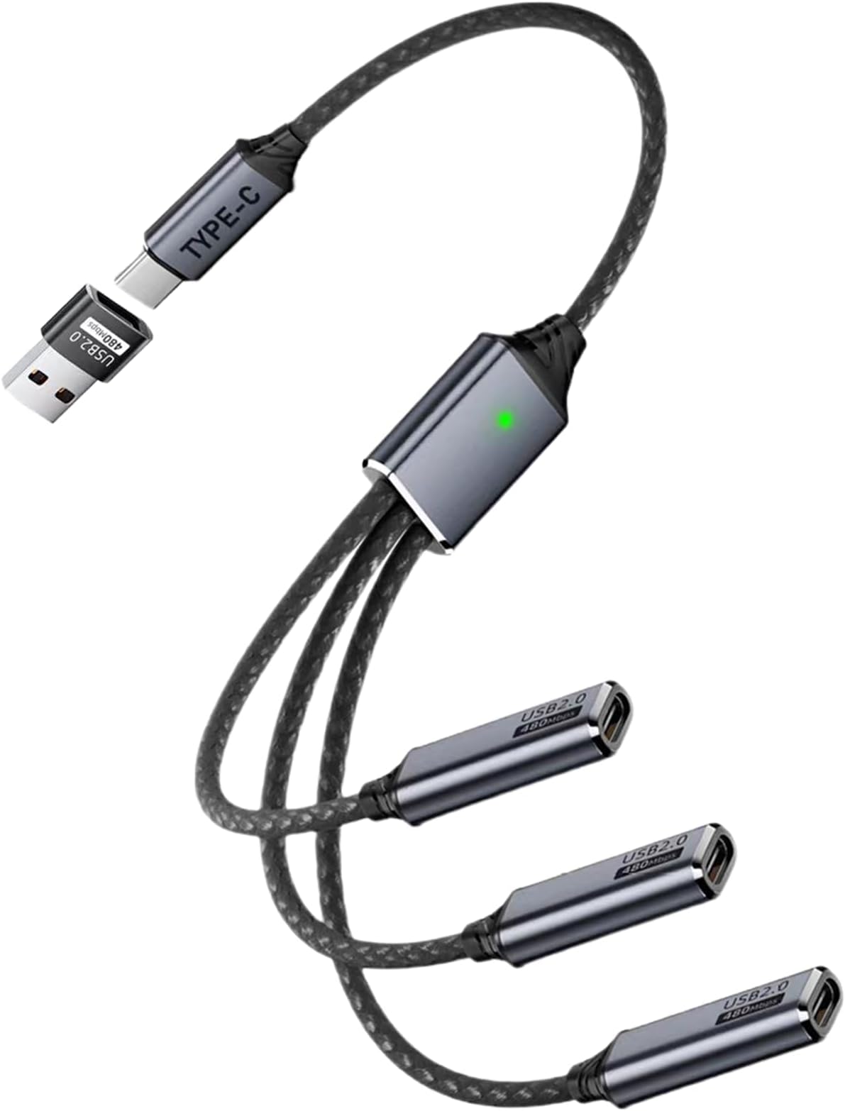 – USB C Splitter 1 in 3 Out with Type A Male to Type C Female Adapter, USB C 1 Male to 2 Dual Female Y Splitter Extension Charging Cable for Tablet, MacBook, iPad, Hard Drive, etc