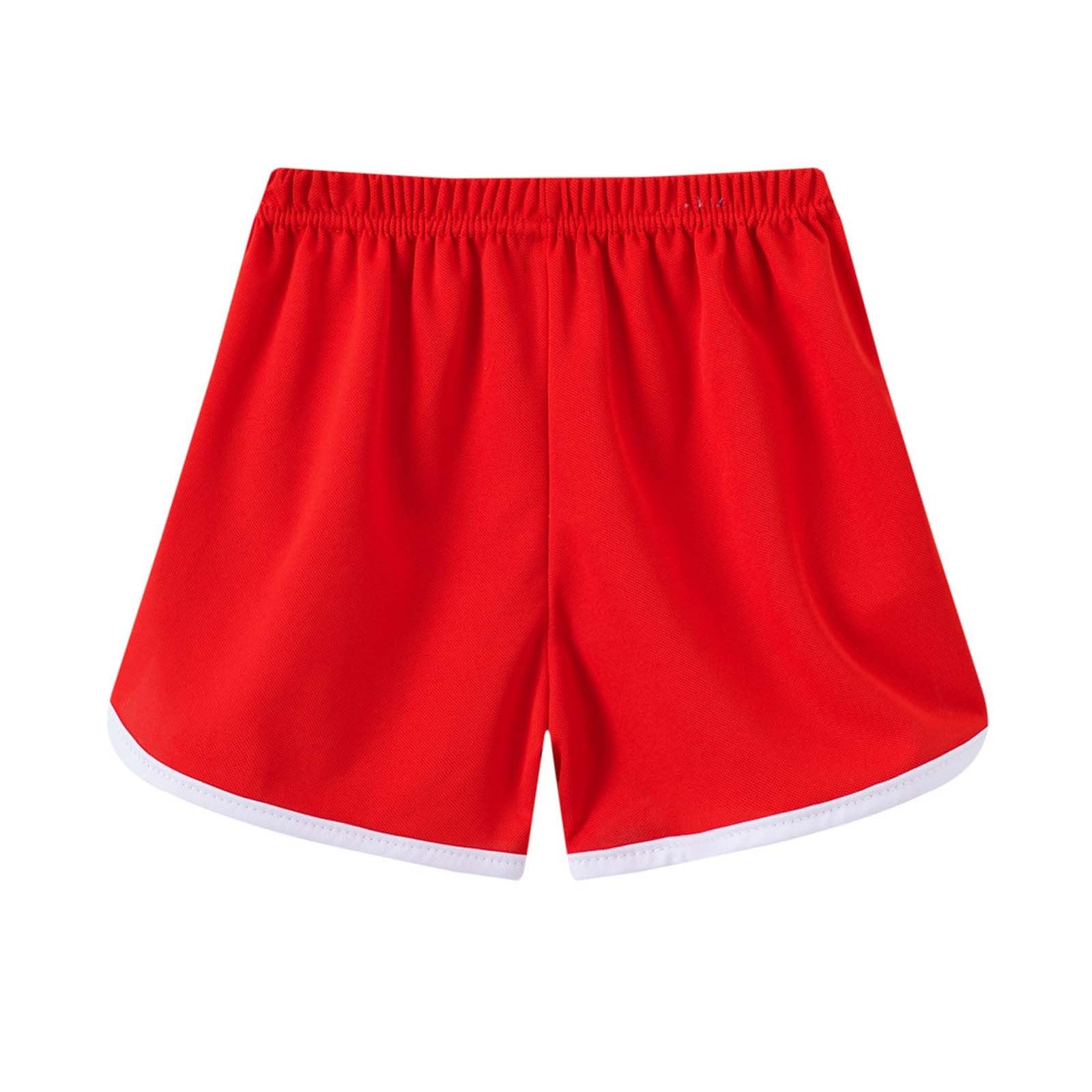 Boys Girls Athletic Shorts 3 Pack Elastic Waist Solid Drawstring Lightweight Shorts Kids Summer Running (L, 6-7 Years)
