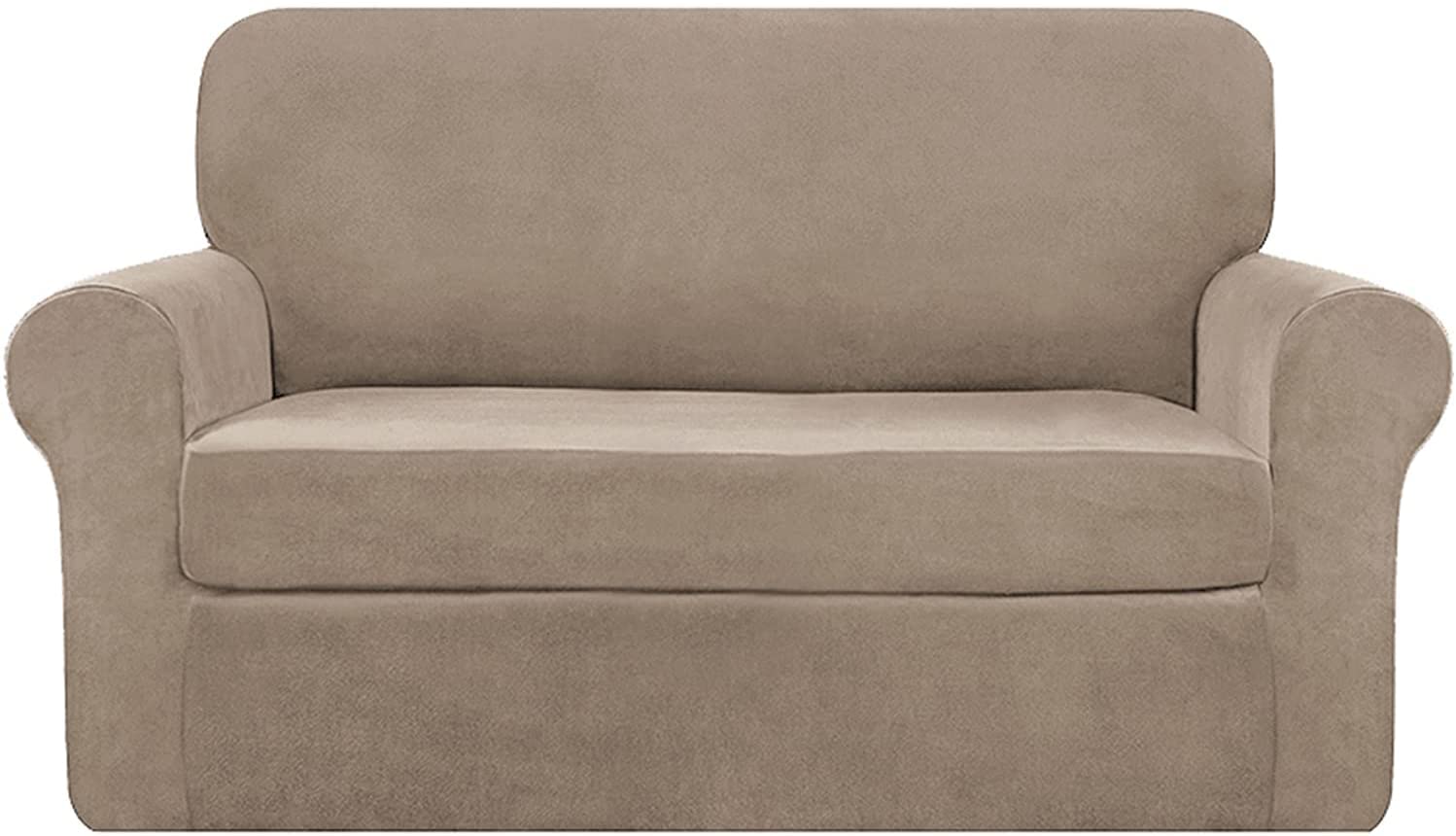 Housse de canapé extensible antidérapante avec base élastique sable